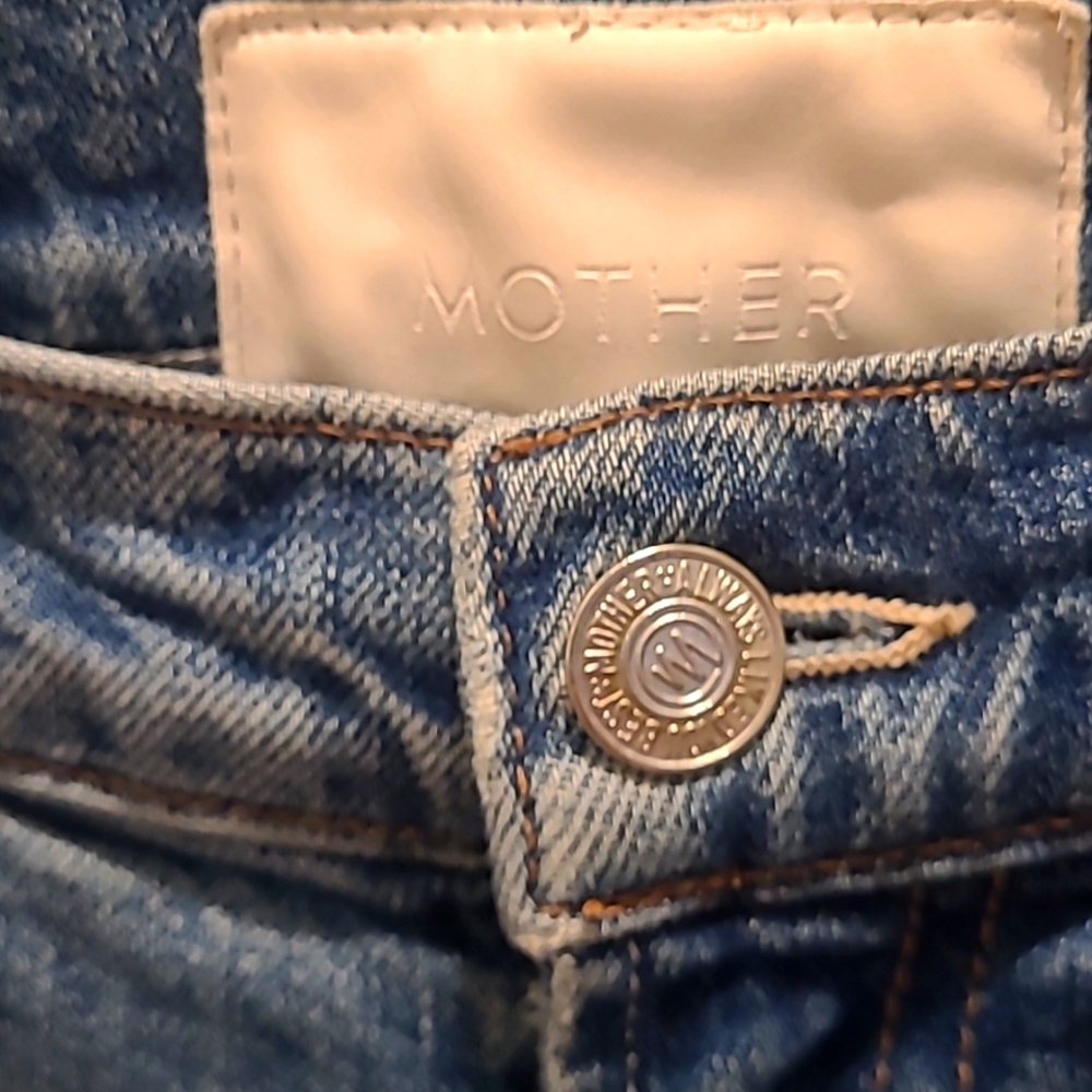 MOTHER Superior Straight Leg Jeans, High Waisted Rider Skimp, Cowboys Don't Cry
